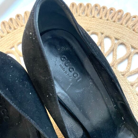 Gucci Black Suede Round Toe Pumps Heels Size EU 40 - Picture 6 of 14